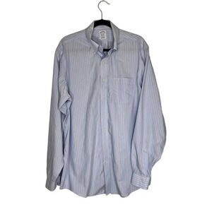 Brooks Brothers Men's Blue Striped Dress Shirt 16.5 Long Sleeve